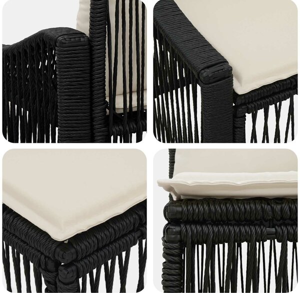 VidaXL Kerti Kanapé Szett 9 pcs Fekete polirattan