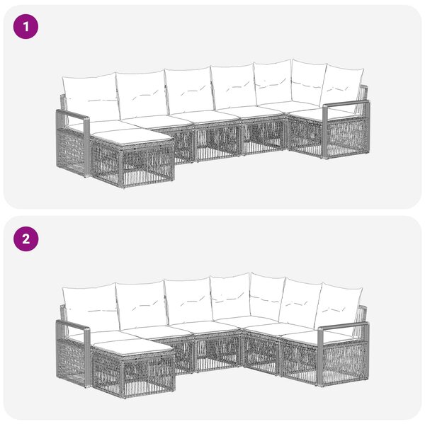 VidaXL Kerti Kanapé Szett 7 pcs Szürke polirattan