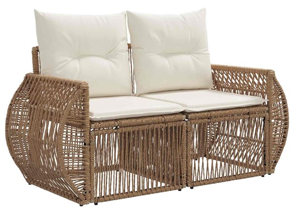 VidaXL Kerti Kanapé Szett 9 pcs Beige és Krémszínű polirattan