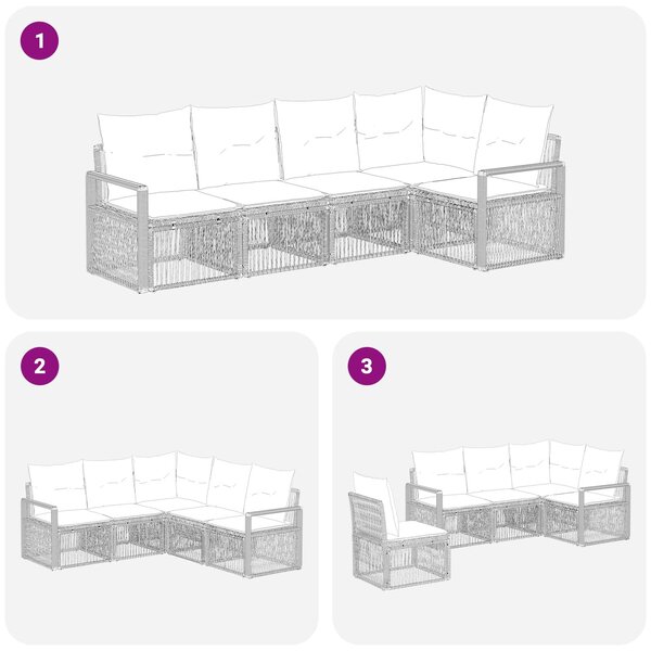 VidaXL Kerti Kanapé Szett 5 pcs Szürke polirattan