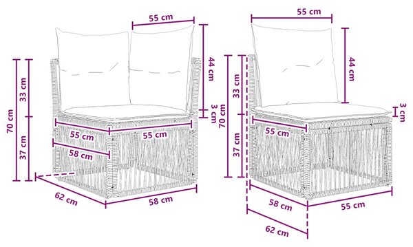 VidaXL Kerti Kanapé Szett 12 pcs Szürke polirattan