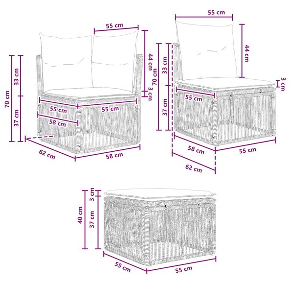 VidaXL Kerti Kanapé Szett 6 pcs Szürke polirattan
