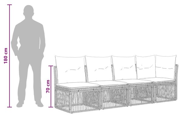 VidaXL Kerti Kanapé Szett 12 pcs Szürke polirattan