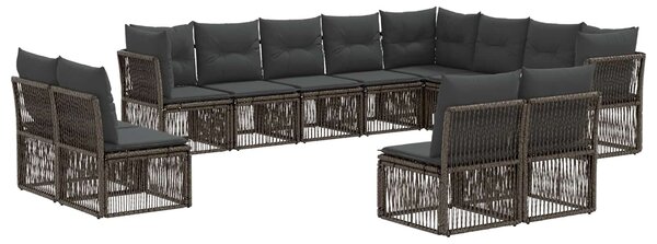VidaXL Kerti Kanapé Szett 12 pcs Szürke polirattan