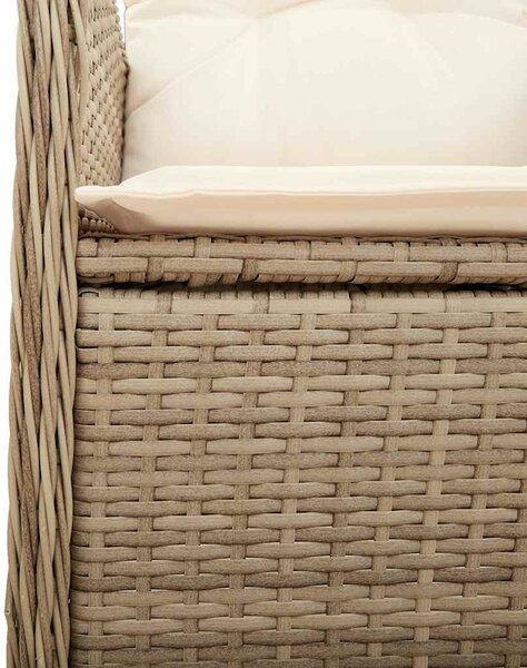 5 részes bézs polyrattan kerti bisztrógarnitúra párnákkal