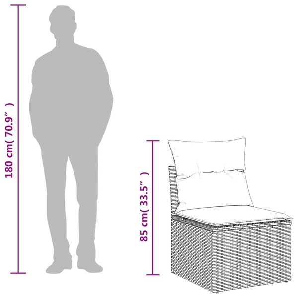 VidaXL 4 db fekete polyrattan kerti kanapégarnitúra párnákkal