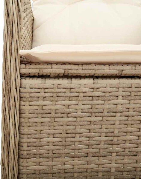 9 részes bézs polyrattan kerti bisztrógarnitúra párnákkal