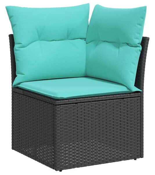 VidaXL 4 db fekete polyrattan kerti kanapégarnitúra párnákkal