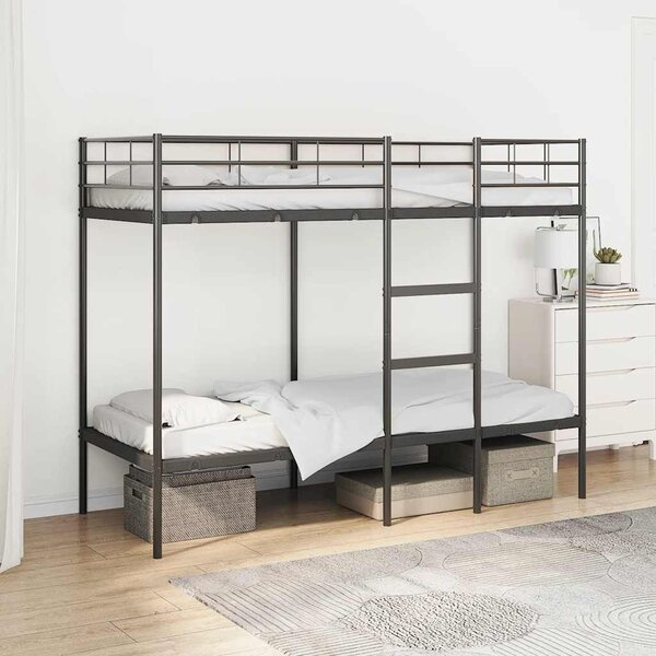 VidaXL fekete acél emeletes ágy matrac nélkül 75 x 190 cm
