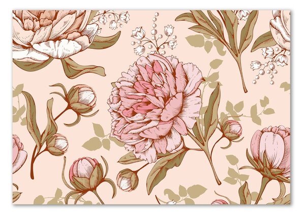 Fali üvegkép Peonies