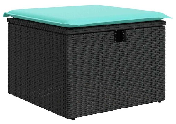 VidaXL Kerti Kanapé Szett 7 pcs Fekete polirattan