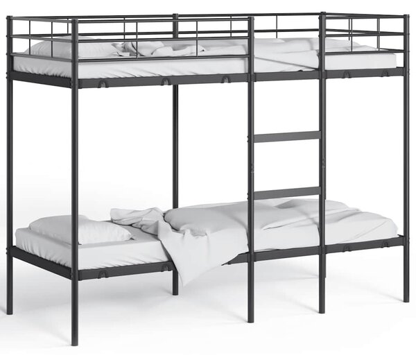 VidaXL fekete acél emeletes ágy matrac nélkül 75 x 190 cm