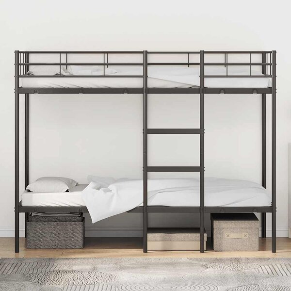 VidaXL fekete acél emeletes ágy matrac nélkül 75 x 190 cm