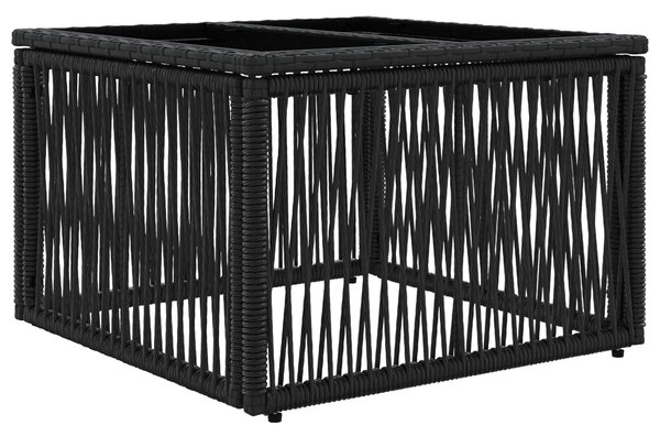 VidaXL Kerti Kanapé Szett 7 pcs Fekete polirattan