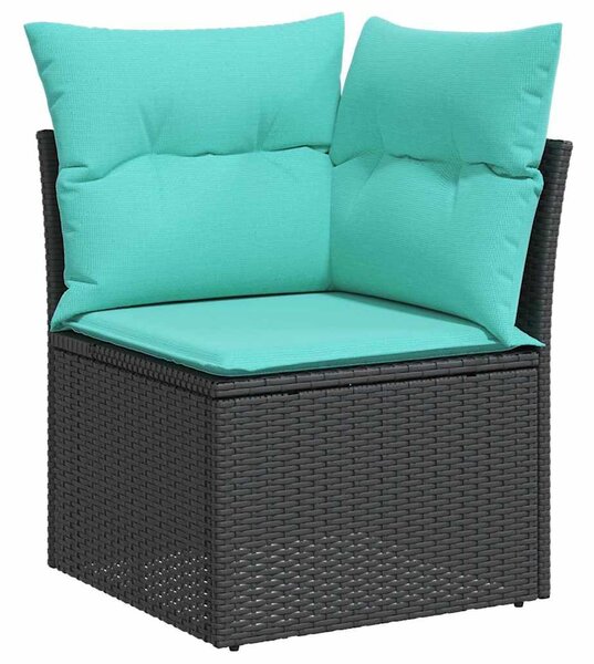 VidaXL Kerti Kanapé Szett 7 pcs Fekete polirattan