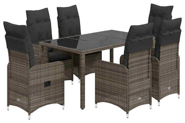 5 részes szürke polyrattan kerti bisztrógarnitúra párnákkal