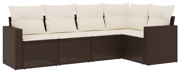 5 részes barna polyrattan kerti ülőgarnitúra párnával