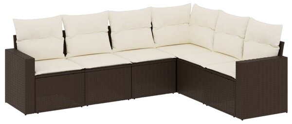 6 részes barna polyrattan kerti ülőgarnitúra párnával