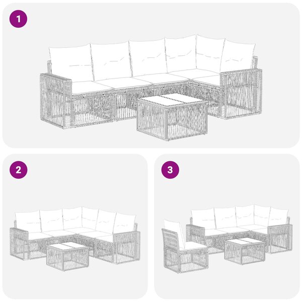 VidaXL Kerti Kanapé Szett 6 pcs Szürke és sötétszürke polirattan