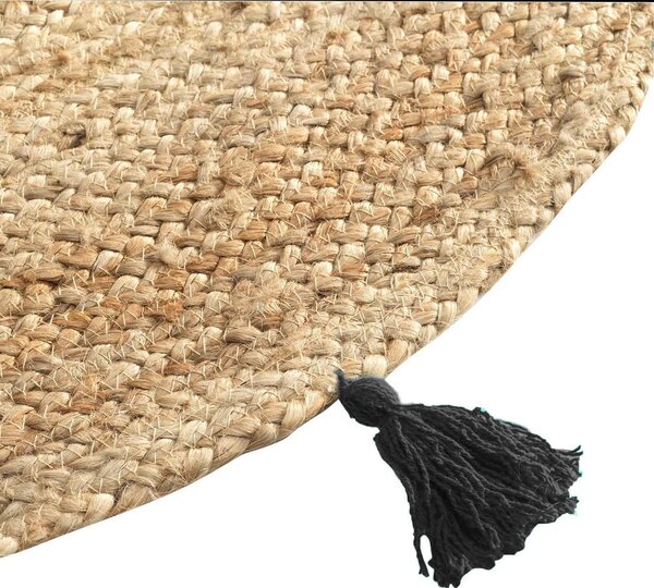 Fekete-natúr színű kerek szőnyeg ø 120 cm Shira – douceur d'intérieur