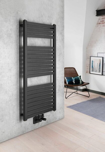 Aqualine Aqualine, TONDI radiátor 450x970 mm, központi csatlakozás, matt fekete, DT456T