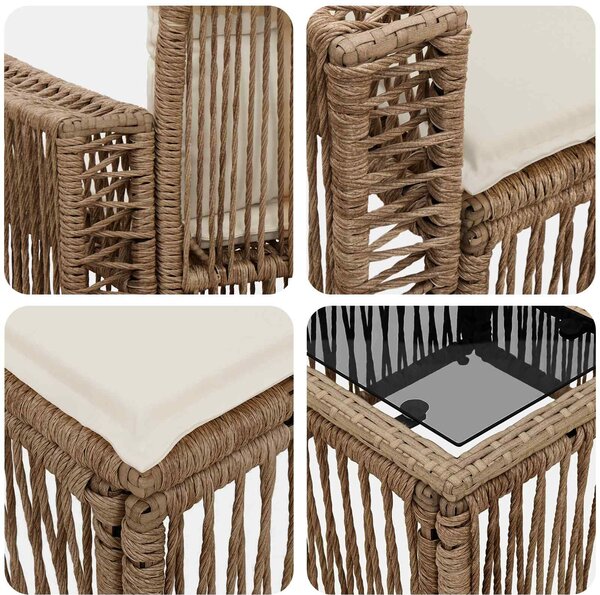 VidaXL Kerti Kanapé Szett 9 pcs Beige és Krémszínű polirattan