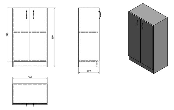 Aqualine Aqualine, SIMPLEX ECO alacsony szekrény 50x86x30cm, SIME540