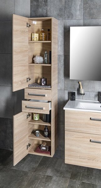 Aqualine Aqualine, VEGA Szekrény magas 35x184x31cm, platina tölgy, VG985