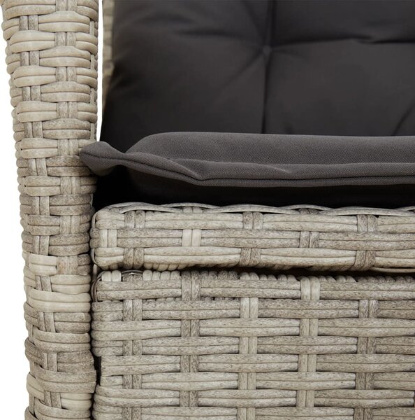 9részes világosszürke polyrattan kerti étkezőgarnitúra párnával
