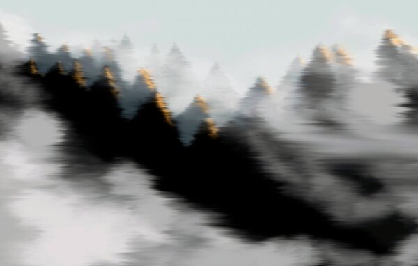 Fotótapéta Ködös erdő fákkal, Ködös erdő fotótapéta, Népszerű fotótapéta, t00249 - Tapeko.hu