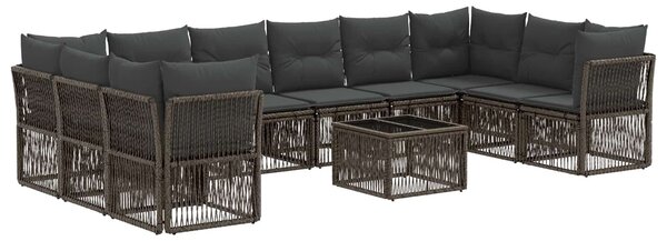VidaXL Kerti Kanapé Szett 11 pcs Szürke polirattan