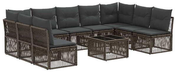 VidaXL Kerti Kanapé Szett 10 pcs Szürke polirattan