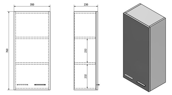 Aqualine Aqualine, ZOJA / KERAMIA FRESH felső szekrény 35x76x23cm, fehér, 50334