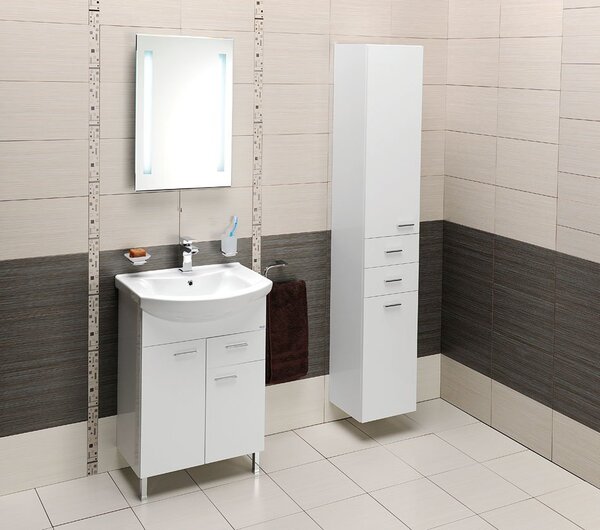 Aqualine Aqualine, ZOJA / KERAMIA FRESH szekrény magas 35x184x29cm, fehér, 51220