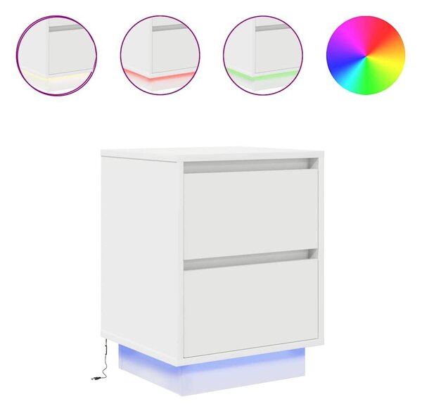 VidaXL 2 db fehér éjjeliszekrények LED világítással 38x34x50 cm