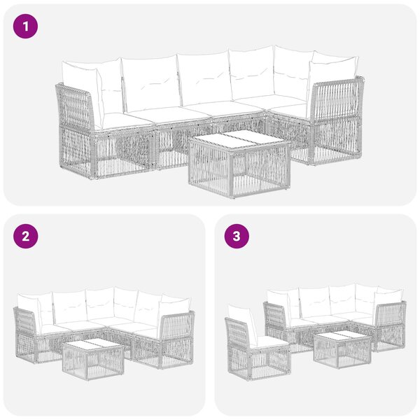 VidaXL Kerti Kanapé Szett 6 pcs Bézs polirattan
