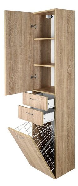Aqualine Aqualine, ZOJA / KERAMIA FRESH magas szekrény kosárral 35x184x29cm, bal, platina tölgy, 51232