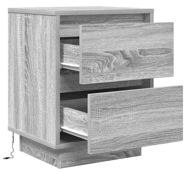 VidaXL 2 db szürke sonoma éjjeliszekrények LED világítással 38x34x50cm