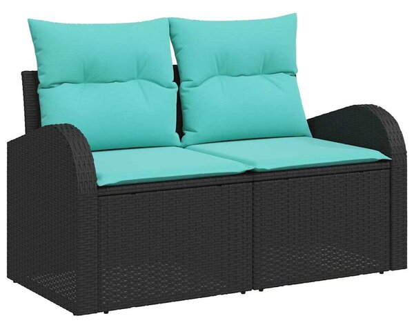 VidaXL Kerti Kanapé Szett 7 pcs Fekete polirattan