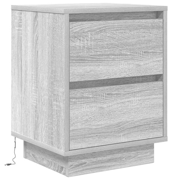 VidaXL 2 db szürke sonoma éjjeliszekrények LED világítással 38x34x50cm