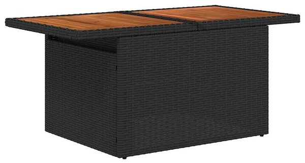 VidaXL Kerti Kanapé Szett 7 pcs Fekete polirattan