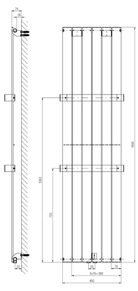 Sapho Sapho, COLONNA radiátor 450x1800mm, metál ezüst, IR145