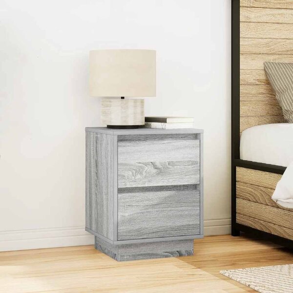 VidaXL 2 db szürke sonoma éjjeliszekrények LED világítással 38x34x50cm