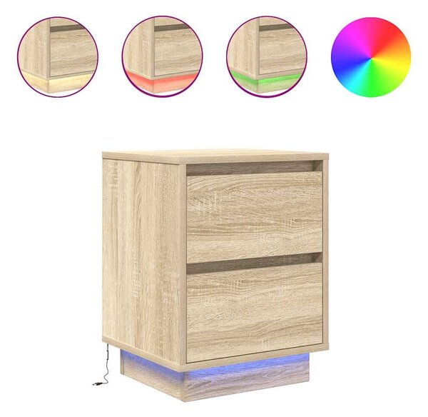 VidaXL 2 db éjjeliszekrények LED világítással 38x34x50 cm