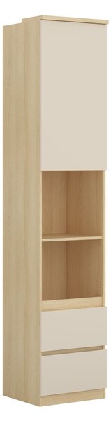 Könyvespolc Nolcala 112, Zárt, Fiókokkal, Ajtókkal, Laminált forgácslap, 217x45x43cm, Bézs, Tölgy