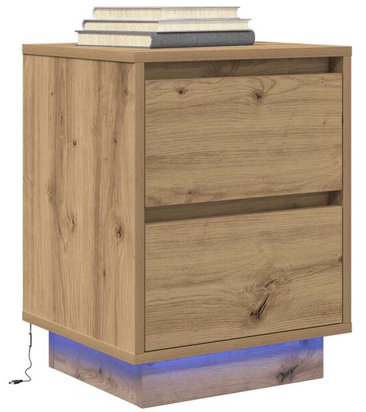 VidaXL 2 db éjjeliszekrények LED világítással 38x34x50 cm