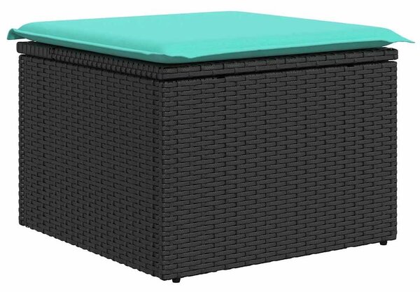 VidaXL Kanapé Szett párnával 8 pcs Fekete és Türkiz polirattan