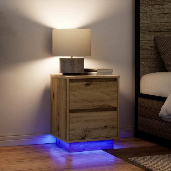 VidaXL 2 db éjjeliszekrények LED világítással 38x34x50 cm