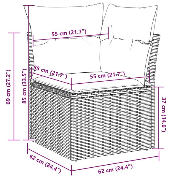 VidaXL Kanapé Szett 5 pcs Szürke polirattan