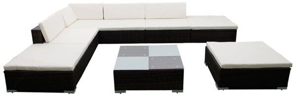 VidaXL 8 részes barna polyrattan kerti ülőgarnitúra párnákkal